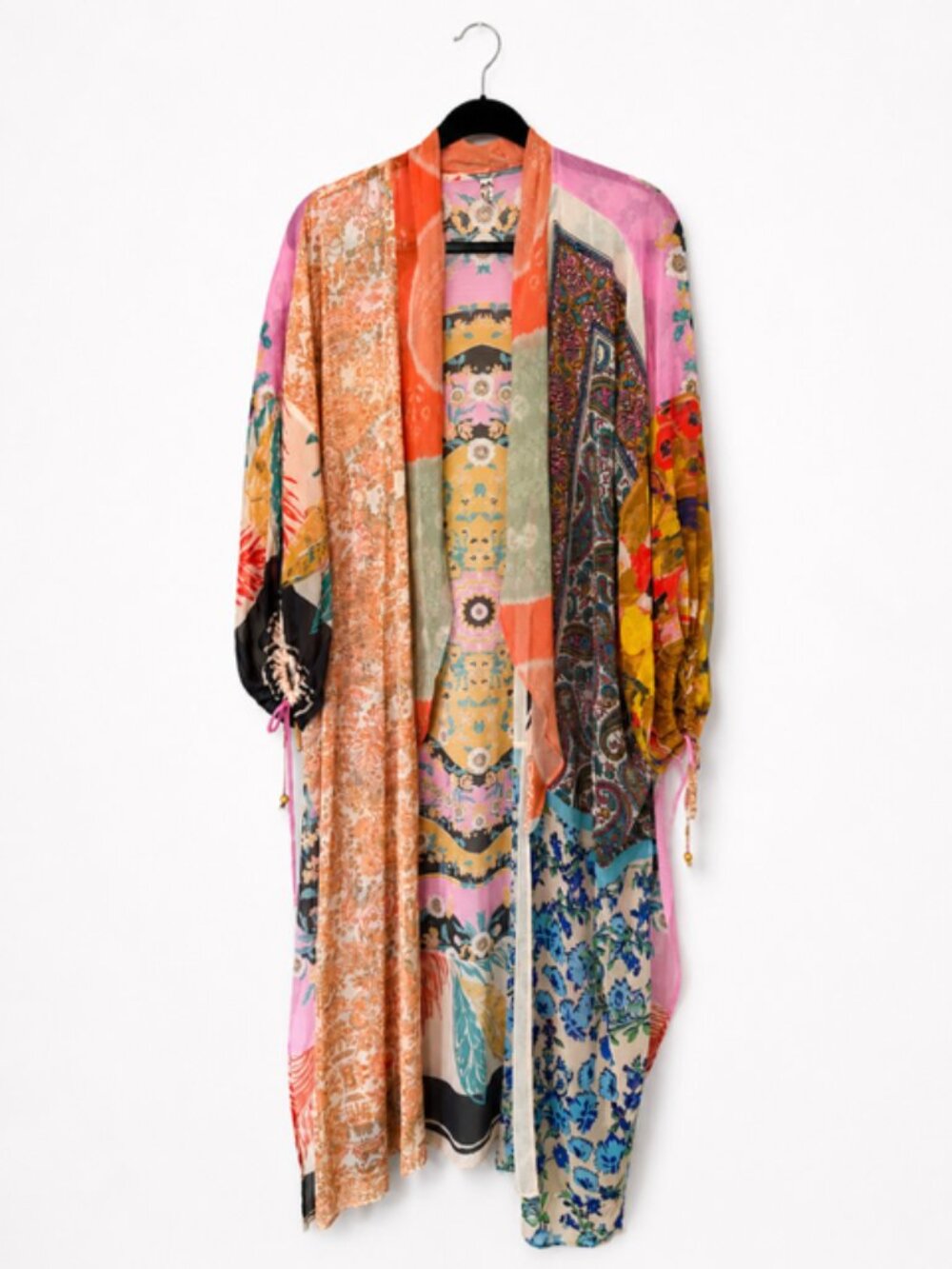 Free People Intimately One Size Boho Kimono Duster Floral Patchwork Open Front
